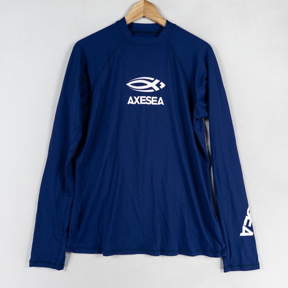 Axesea Rash Guard Womens XXL Navy Blue Nylon Stretch Long Sleeve Sun Blocking